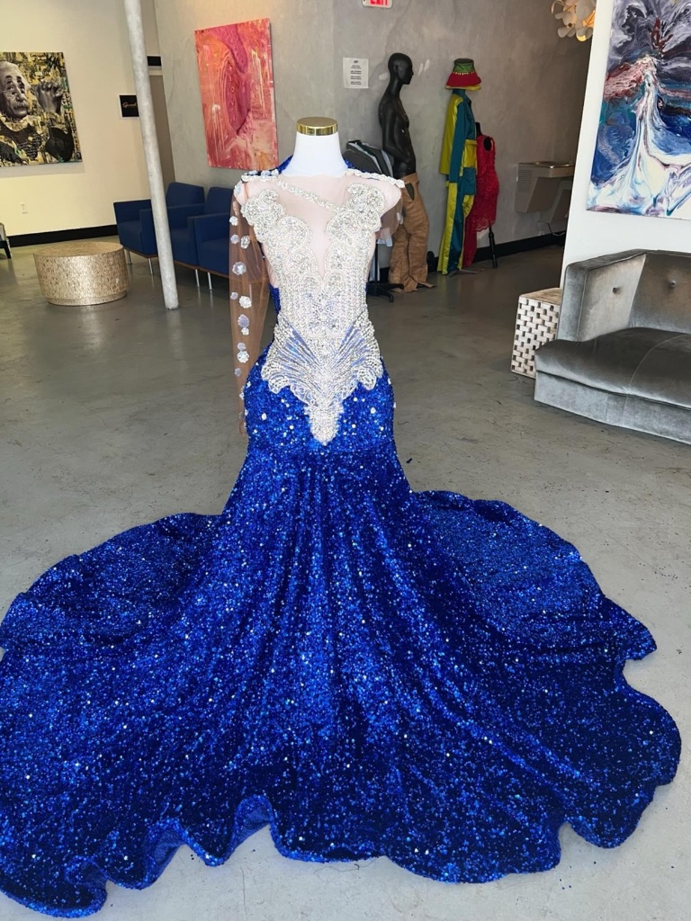 ✨ Show-Stopping Royal Blue Sequin Prom Gown – Custom Luxury Design! ✨